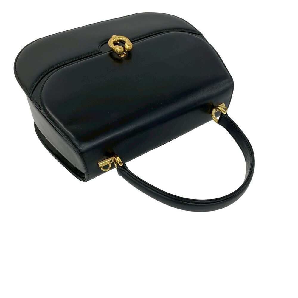 GUCCI Vintage Black Leather Horseshoe Shoulder Bag - Picture 4 of 10